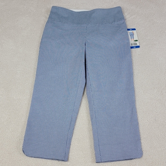 S.C. & Co. Pants - S.C. & CO. Blue And White Print 360 Tummy Control Pull On Capri Pants Sz 10 NEW